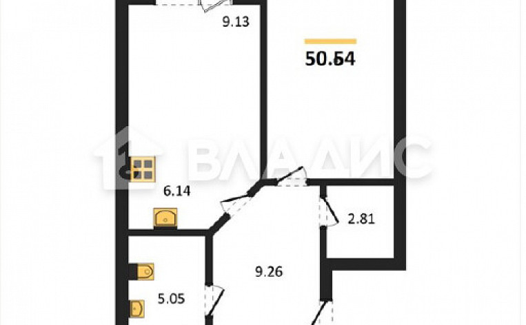 1-Комнатная квартира 50.64м², эт. 6, фото 19