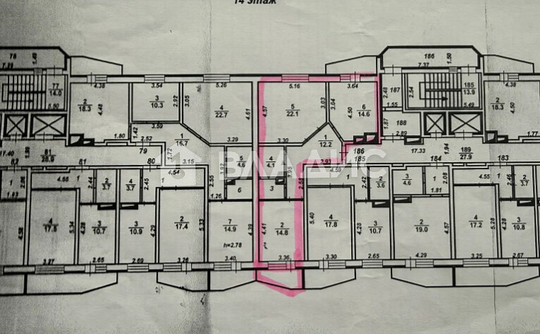 2-Комнатная квартира 70.10м², эт. 14, фото 14