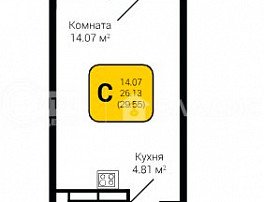 1-комнатная квартира, 29.55 м2