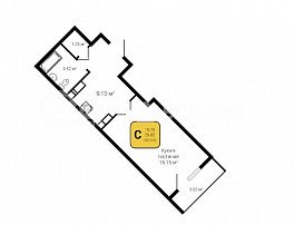 1-комнатная квартира, 30.53 м2