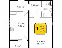 1-комнатная квартира, 39.4 м2