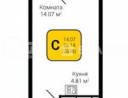 1-комнатная квартира, 29.18 м2