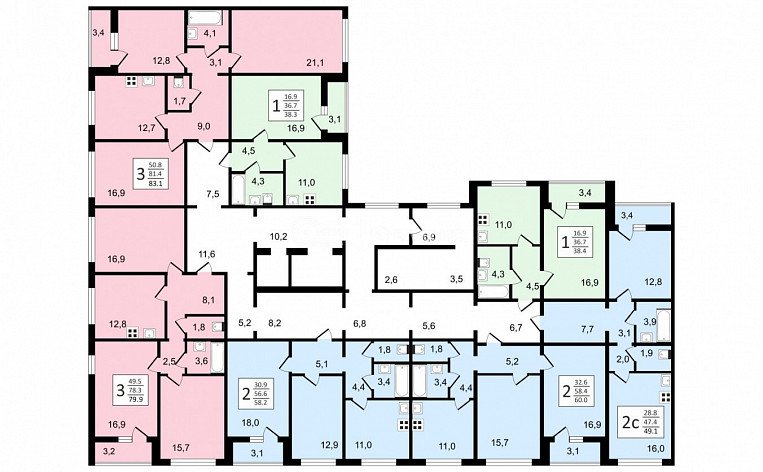 3-комнатная квартира, 83.2 м2, эт. 15, id: 1056776, фото 29
