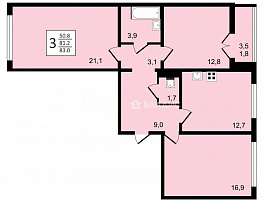 3-комнатная квартира, 83 м2