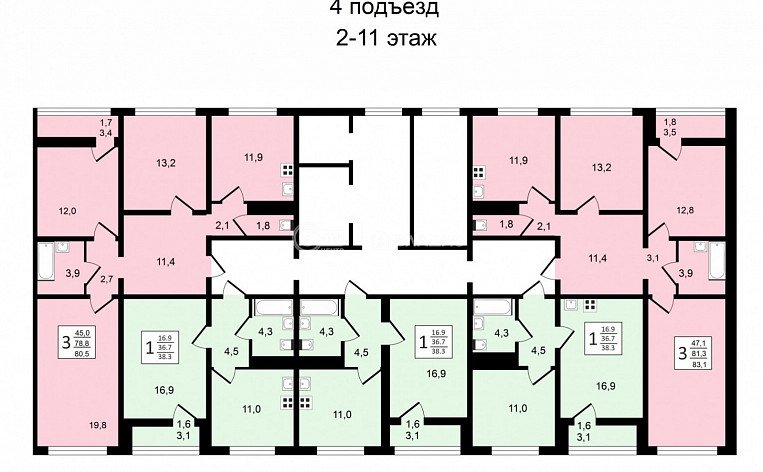 2-комнатная квартира, 68.2 м2, эт. 16, id: 969780, фото 18