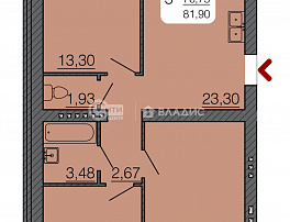 3-комнатная квартира, 79.33 м2