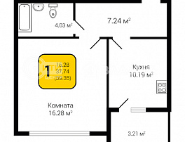 1-комнатная квартира, 39.35 м2