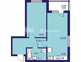 1-комнатная квартира, 54.18 м2