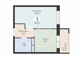 1-комнатная квартира, 30.25 м2