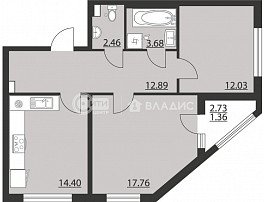 2-комнатная квартира, 64.58 м2