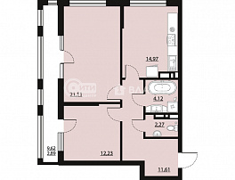 2-комнатная квартира, 69.26 м2