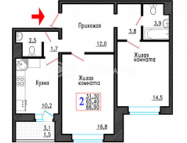 2-комнатная квартира, 66.9 м2