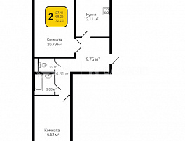 2-комнатная квартира, 72.2 м2