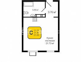 1-комнатная квартира, 31.48 м2