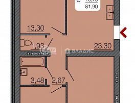 3-комнатная квартира, 79.33 м2