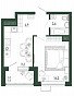 1-комнатная квартира, 35.5 м2, эт. 3, id: 979194, фото 1