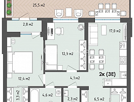 2-комнатная квартира, 72.2 м2