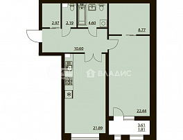 1-комнатная квартира, 75.27 м2