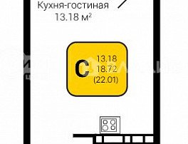 1-комнатная квартира, 22.01 м2
