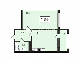 1-комнатная квартира, 37.1 м2