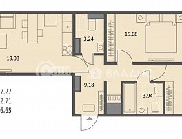 2-комнатная квартира, 66.65 м2