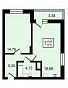 1-комнатная квартира, 44.45 м2, эт. 12, id: 758488, фото 1