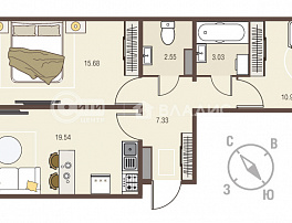 2-комнатная квартира, 63.14 м2