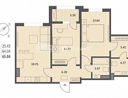 2-комнатная квартира, 66.3 м2