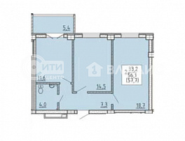 2-комнатная квартира, 57.5 м2