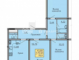 3-комнатная квартира, 78.9 м2