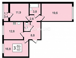 3-комнатная квартира, 79.5 м2