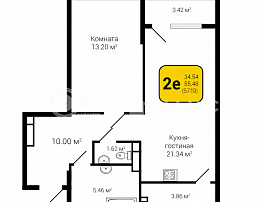 2-комнатная квартира, 57.19 м2