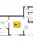 1-комнатная квартира, 53.86 м2, эт. 2, id: 760584, фото 2
