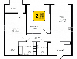 2-комнатная квартира, 63.2 м2