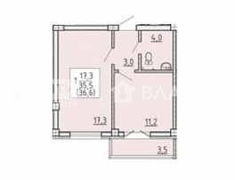 1-комнатная квартира, 36.6 м2