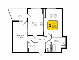 2-комнатная квартира, 68.08 м2