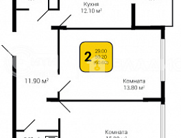 2-комнатная квартира, 60.6 м2