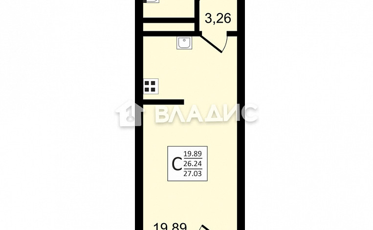 Студия 27.00м², эт. 22, фото 18