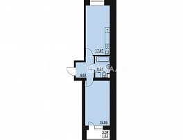 1-комнатная квартира, 44.5 м2