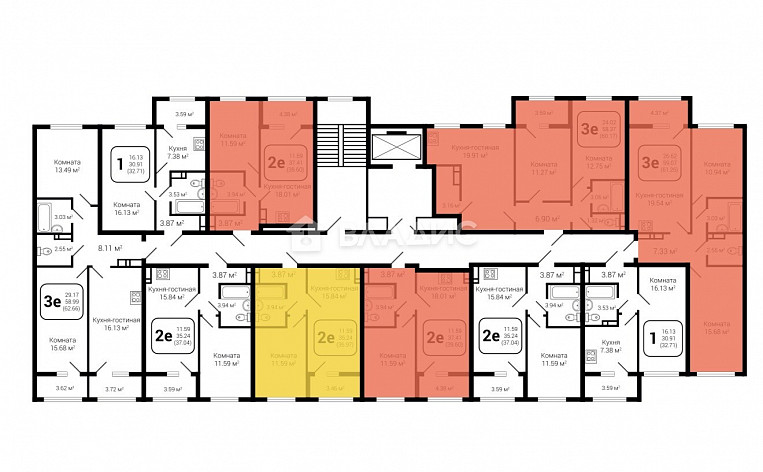 1-Комнатная квартира 37.00м², эт. 9, фото 27