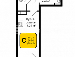 1-комнатная квартира, 28.48 м2