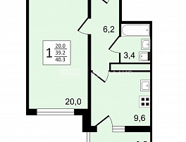 1-комнатная квартира, 40.3 м2