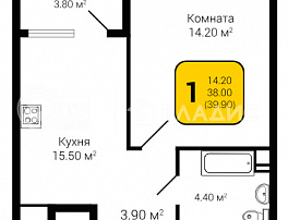 1-комнатная квартира, 39.9 м2