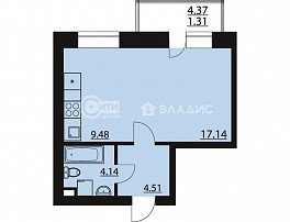 1-комнатная квартира, 36.58 м2