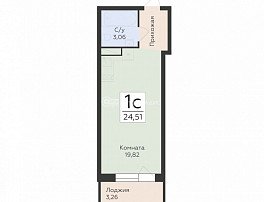 1-комнатная квартира, 24.51 м2