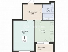 1-комнатная квартира, 37.13 м2