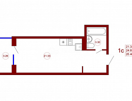 1-комнатная квартира, 26.46 м2
