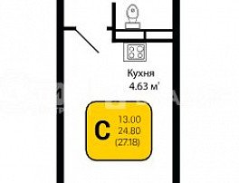 1-комнатная квартира, 27.18 м2