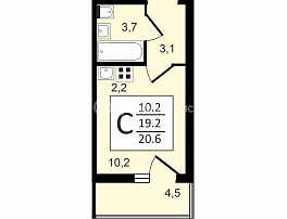 1-комнатная квартира, 20.6 м2