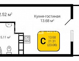 1-комнатная квартира, 23.06 м2